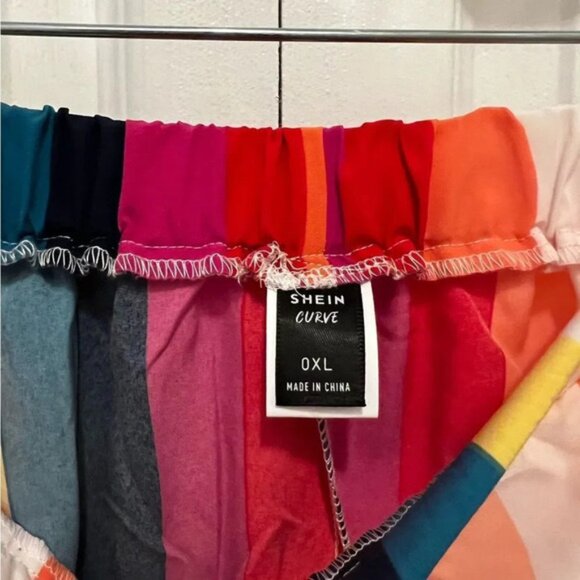 Shein Plus Size Rainbow Striped A-Line Mini Skirt 0X - Picture 3 of 3